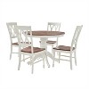5pc Shelby Round Dining Set with 4 Chairs Distressed White - Crosley: Classic Pedestal, Farmhouse Style - 3 of 4
