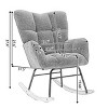 Tufted Teddy Fabric Rocking Nursery Chair with Wide Back and Wooden Legs,Upholstered Glider for Living Room or Bedroom-Baofuwish - 4 of 4