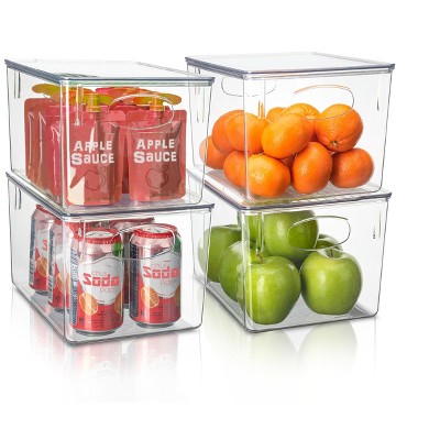 Clear Stackable Plastic Storage Bins with Lids, 4-Pack