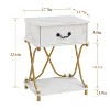 VECELO 1-Drawer Nightstands Set of 1/2 End Side Tables Modern X Design Metal Bedside Tables with Open Shelf Brown - 2 of 4