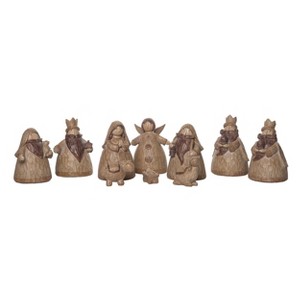 Transpac Resin 4.75 in. Brown Christmas Carved Nativity Set of 10 - 1 of 2
