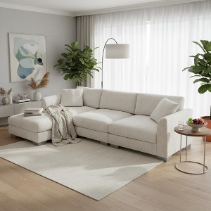 Polibi 4-Seat Modern Chenille Sectional Sofa with Oversized Chaise - 1 of 4