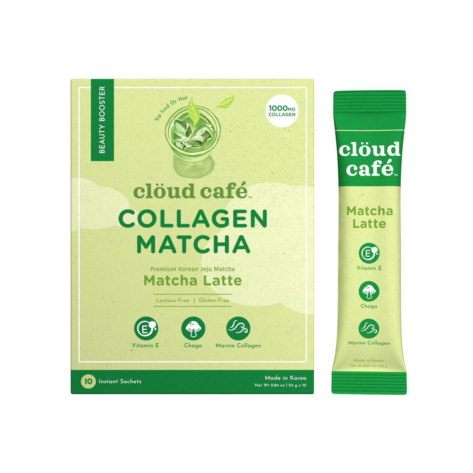 Cloud Cafe Matcha Latte with Marine Collagen Instant Green Tea - 8oz