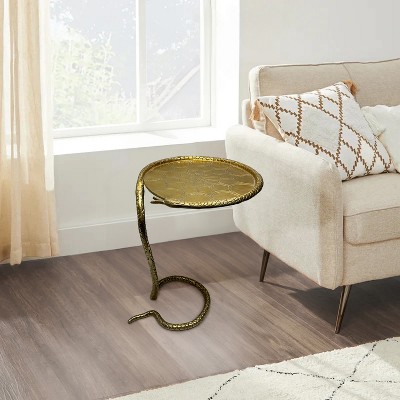Vynxaria 22-Inch Handcrafted Side End Table with Textured Snake Skin Pattern