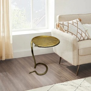 Vynxaria 22-Inch Handcrafted Side End Table with Textured Snake Skin Pattern - 1 of 4