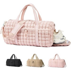 Generic Quilted Duffel Bag for Women, Large Puffer Duffle Weekender Bag with Shoe Compartment - 1 of 4