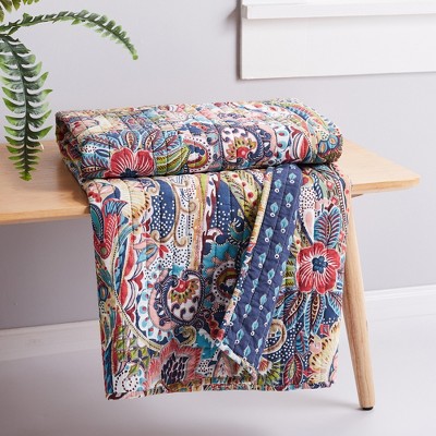 Nanette Multicolor Cotton Reversible Quilted Throw