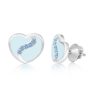 Chanteur Hypoallergenic Kids Jewelry Accessories Heart Swirl CZ White Gold Palladium Plating Stud Earrings Surgical Titanium Posts - 1 of 3