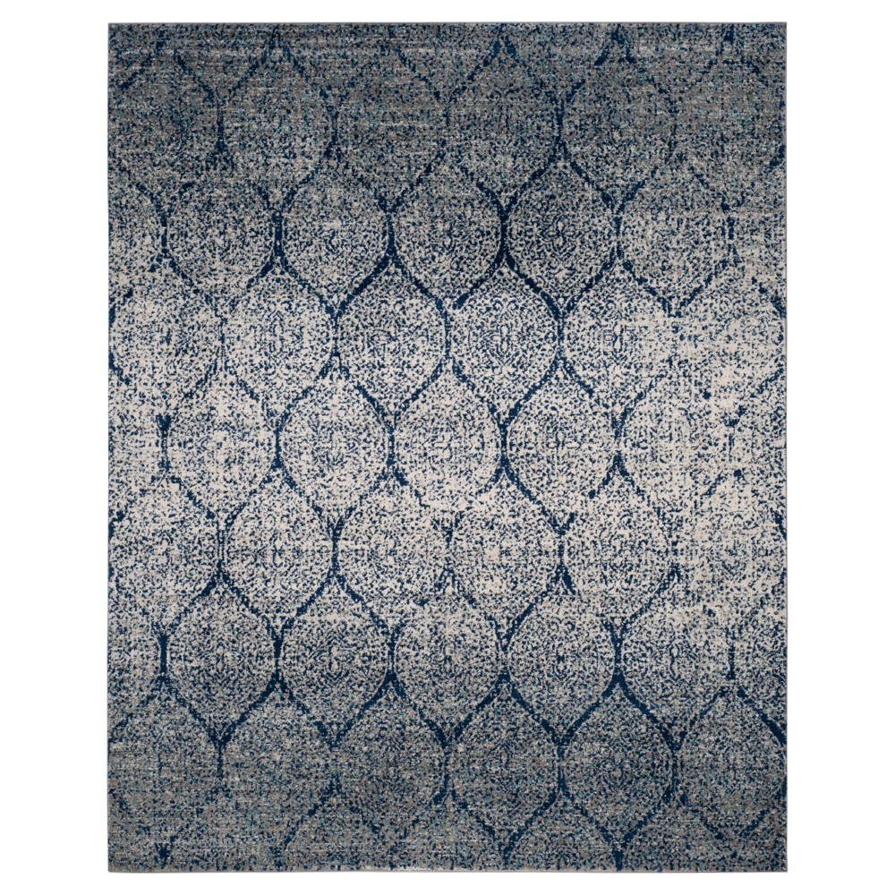 Navy/Silver Shapes Loomed Area Rug 9'x12' - Safavieh