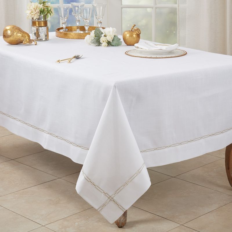 Saro Lifestyle Luxurious Tablecloth with Intricate Embroidery, 3 of 4