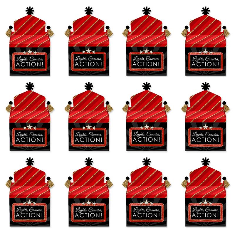 Big Dot of Happiness Red Carpet Hollywood - Treat Box Party Favors - Movie Night Party Goodie Gable Boxes - Set of 12, 6 of 10