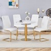 5-Piece Dining Set with Marble Pattern Round Table and 4 PU Armless Chairs - 3 of 4