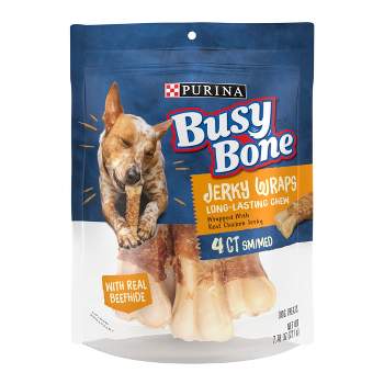 Purina Busy Grain Free Small/Medium Breed Dog Jerky Rawhide Treats Jerky Wraps Beefhide & Chicken Dog Treats - 4ct Pouch