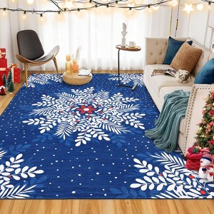 Snowflake Area Rug Washable Rugs for Living Room Bedroom Large Throw Rugs Non-Shedding Soft Low Pile Floor Carpet - 1 of 4