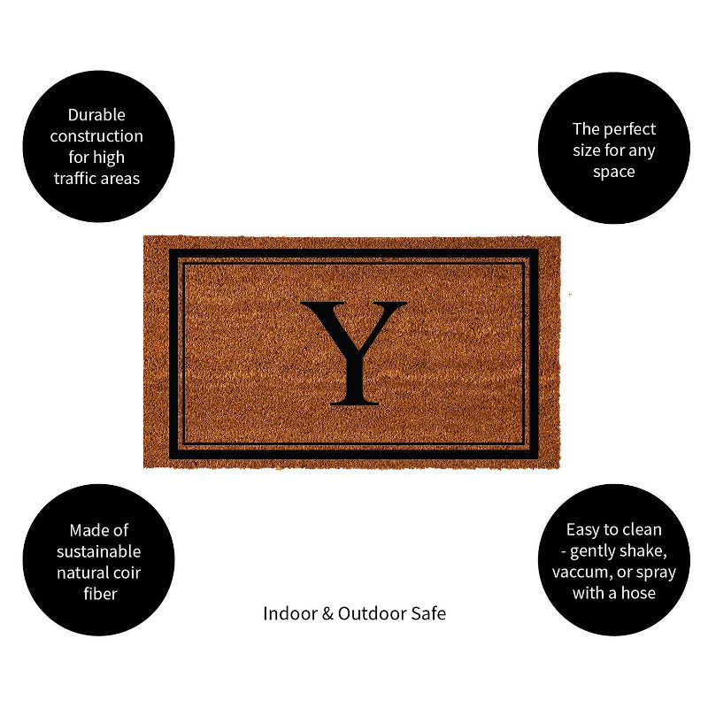 Evergreen Monogram Indoor Outdoor 100% Natural Coir Doormat 28" x 16" |  Letter  "Y", 2 of 4