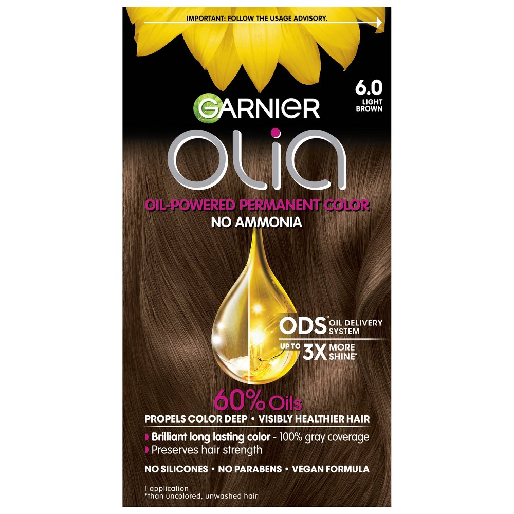 Photos - Hair Dye Garnier Olia Brilliant Color - 6.0 Light Brown - 6.3 fl oz 