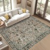 Vintage Area Rug Non Slip & Machine Washable boho Printed Farmhouse Large Room Carpet for Living Room, Bedroom Home Office Decor - 2 of 4