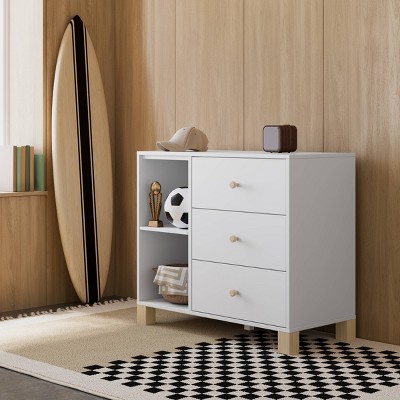 White Pine 3-Drawer Combo Dresser with Driftwood Accents
