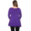 24seven Comfort Apparel Womens Ruched Sleeve Swing Plus Size Tunic Top - 3 of 4