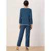 cheibear Women's Long Sleeve Pullover Top with Pants Sleepwear Pajama Sets - 4 of 4