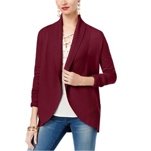I.N.C International Concepts Womens Curved-Hem Cardigan Sweater, Red, Large - 1 of 1