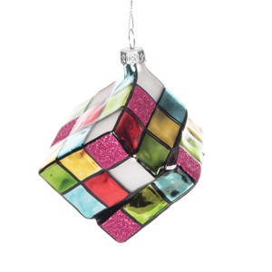 Gallerie II Small Blown Glass Decorative Cube Christmas Hanging Ornament - 1 of 3