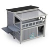 Resenkos 2-Level Wooden Cat Home With Platforms & Play Run, Waterproof Outdoor Cage For Kittens, Multi-Level Playground With Fringe Curtains & Roof, - 4 of 4