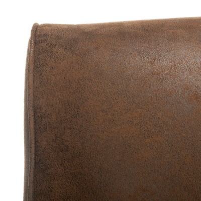 Espresso Birch Wood & Brown Faux Leather Armchair with Casters