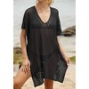 Womens Knit Swimsuit Cover Up Lace Up Beach Cover Up Dress - 3 of 4