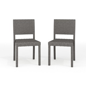 Martha Stewart Bedford Set of 2 Indoor-Outdoor Stackable Patio Dining Chairs in Rattan Wicker - 1 of 4