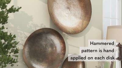 Gold Large Metallic Round Disk Wall Decor Set