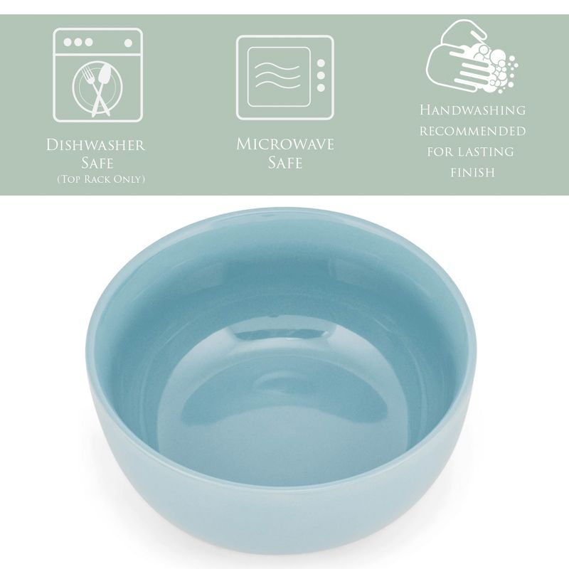 Elanze Designs Bistro Glossy Ceramic 6.5 inch Soup Bowls Set of 4, Ice Blue, 2 of 7