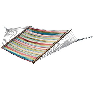 The Hamptons Collection Striped Polyester Quilted Two Person Double Hammock - 144" x 60" - Multi-Color - 1 of 4