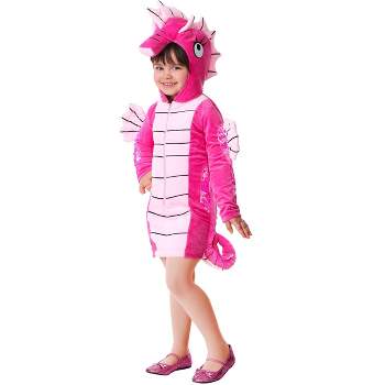 HalloweenCostumes.com 4T Girl Seahorse Costume for Toddler Girls, Pink/Pink