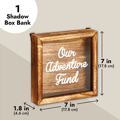 Rustic Brown Wooden Adventure Fund Shadow Box Bank