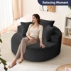 Mjkone Corduroy 360-degree Swivel Armchair, Deepseat Accent Barrel Round Sofa Chair with Pillows,Upholstered Moden Reading Chair - 3 of 4