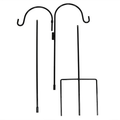 84" Black Steel Double Shepherd Hooks for Outdoor Hanging