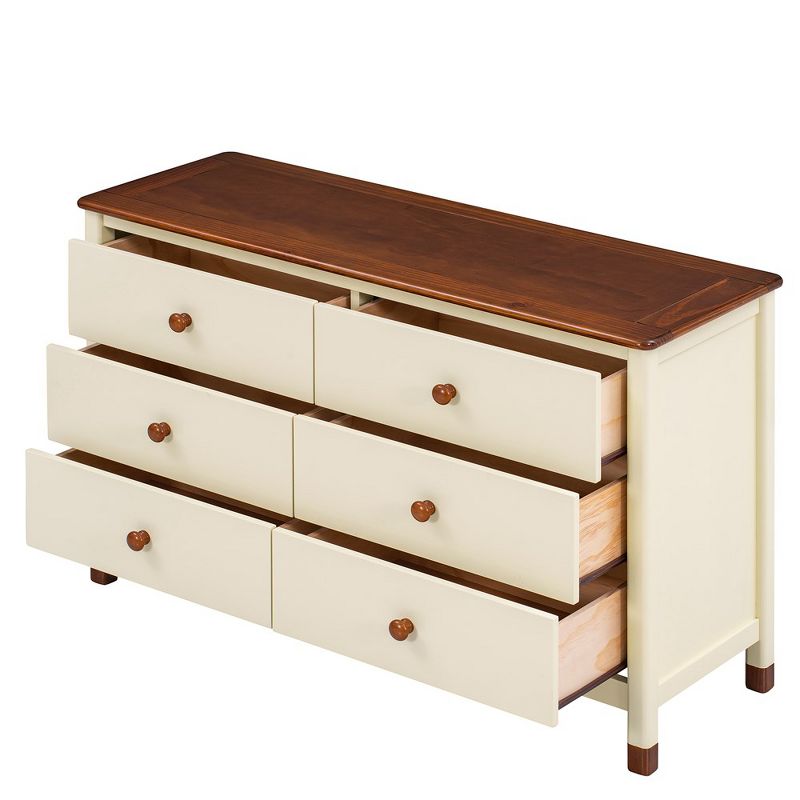 Storage Dresser Wood Storage Cabinets Easy Installation Drawer Cabinet With 6 Drawers Storage Cabinet, 3 of 6