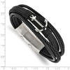 Chisel Stainless Steel Polished Anchor Black PU Leather 7.75" Bracelet with .5" Extension - 4 of 4