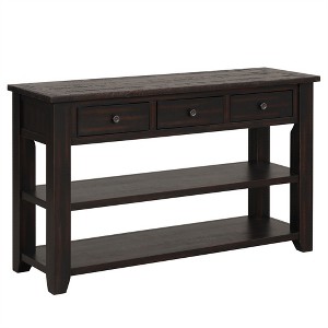 OUTSUPPLY Solid Pine Wood Console Table with 3 Drawers & 2 Shelves, Vintage Entryway Sofa Table - 1 of 4