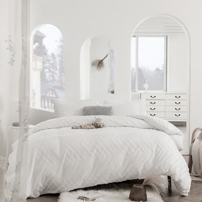 Peace Nest Clipped Jacquard Geometric Duvet Cover & Pillowcase Set, King, Wave