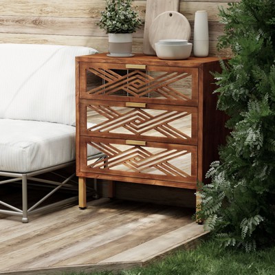 JIONJOY Modern 3-Drawer Accent Dresser - Mirror Front Farmhouse Design, Fully Assembled Storage Chest for Bedroom/Living Room