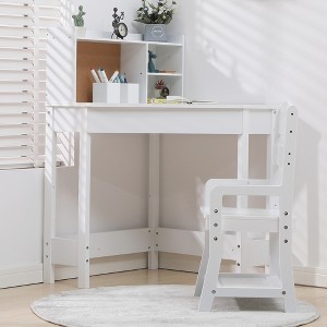 Kids Corner Desk, Desk and Chair Set for Children, with Bookshelf, Bulletin Board, and Pen Holder, Writing Table for Boys and Girls - 1 of 4