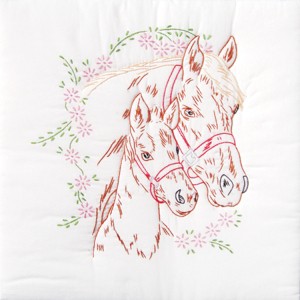 Jack Dempsey Stamped White Quilt Blocks 18"X18" 6/Pkg-Mare & Colt - 1 of 1
