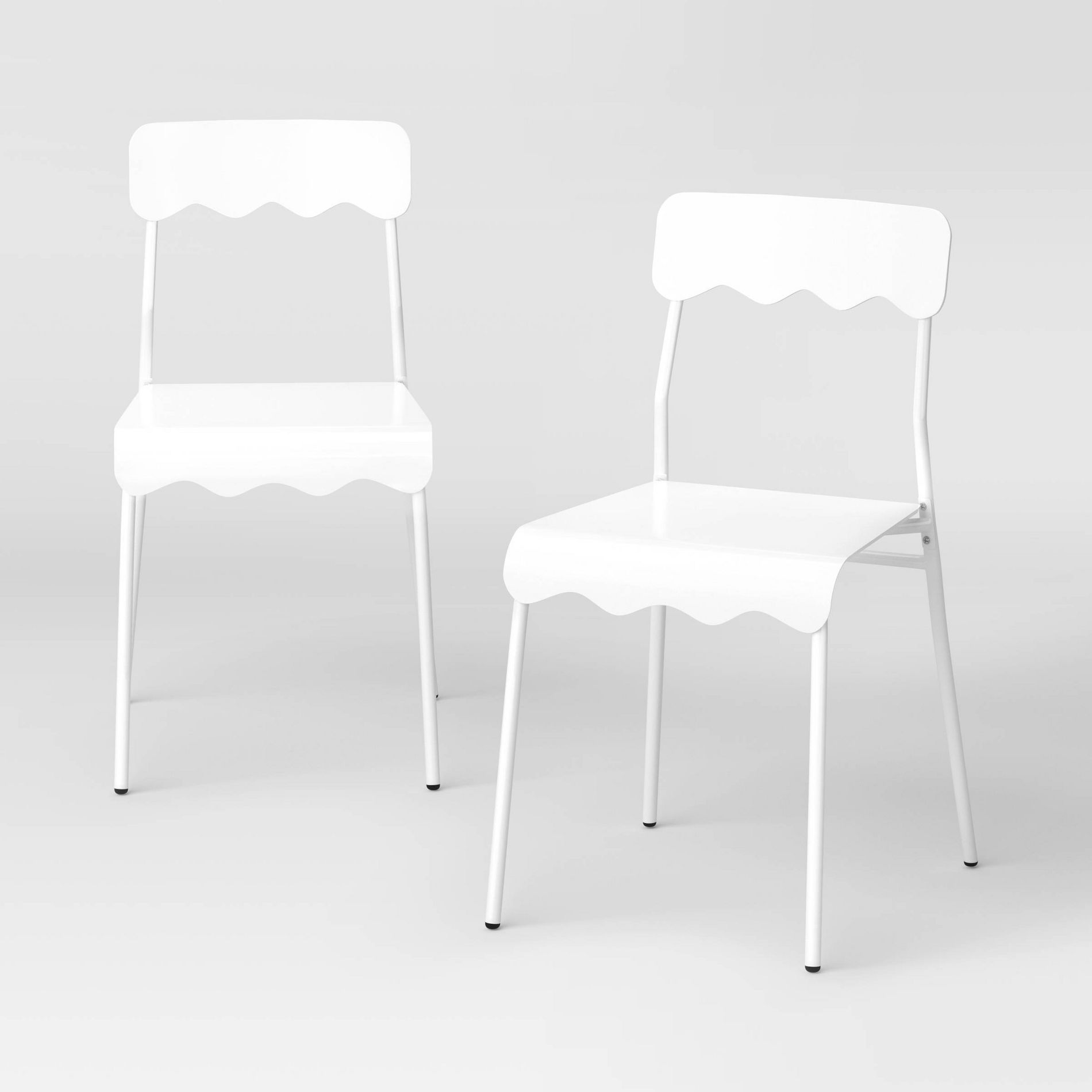 Set of 2 Wavy Metal Dining Chair White - Room Essentials™