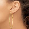 Black Bow Jewelry 2.5mm x 65mm 14k Yellow Gold Knife Edge Diamond-Cut Round Hoops - 3 of 4