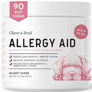 Chew + Heal Allergy Aid with Antioxidants, Dog Supplement,  Immune Booster & Seasonal Allergy Relief - 90 Delicious Chews - 1 of 4