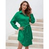 Womens Satin Leopard Long Sleeve Dress Brocade Shirt Dress Button Down Belted Silky Robe Bath Robe - 3 of 4