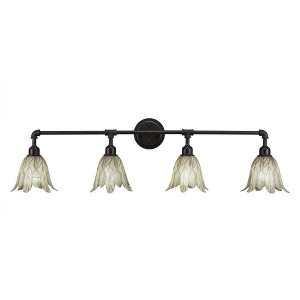 Toltec Lighting Vintage 4 - Light Vanity in  Dark Granite with 7" Vanilla Leaf Shade - 1 of 1