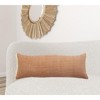 20" Orange And Tan Cotton Color Block Throw Pillow with Fringe - 2 of 4